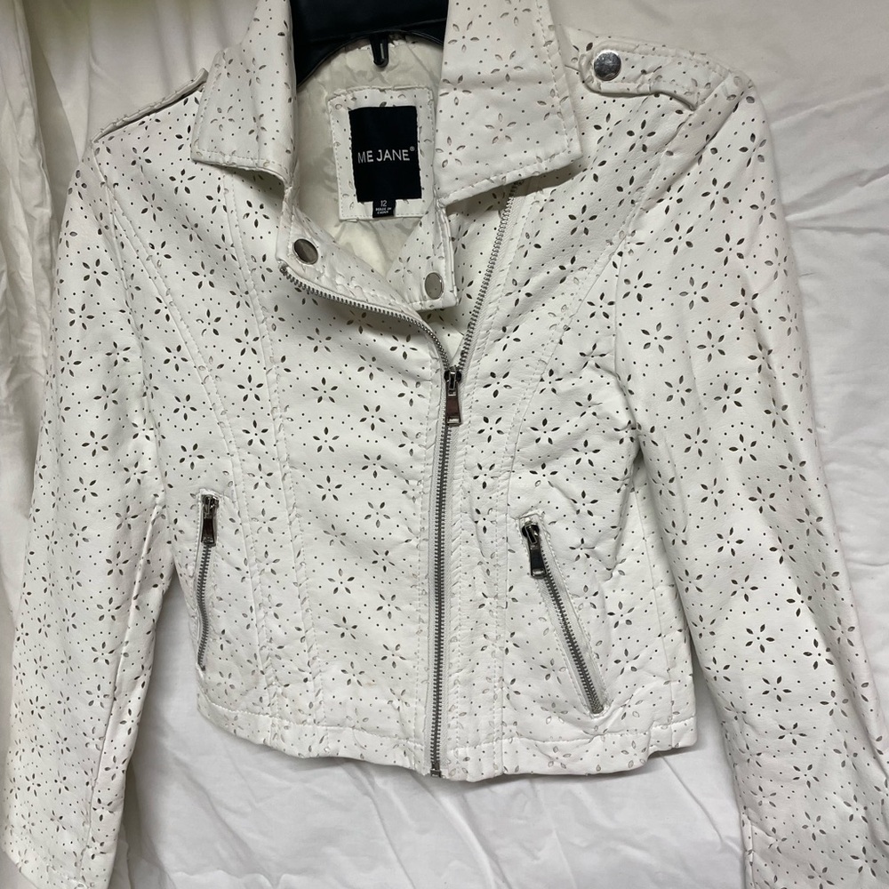 Me Jane White Leather Jacket